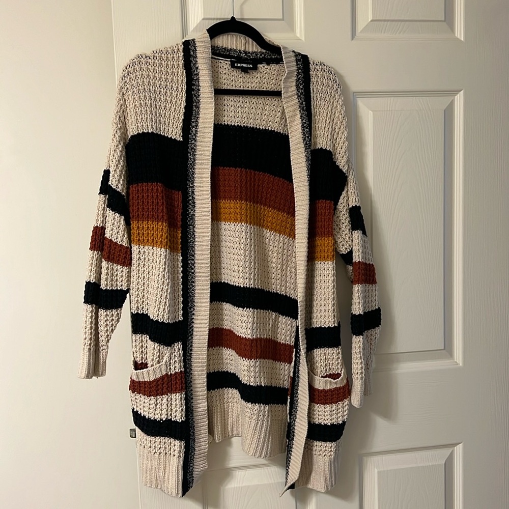 Express Striped Sweater Cardigan Small